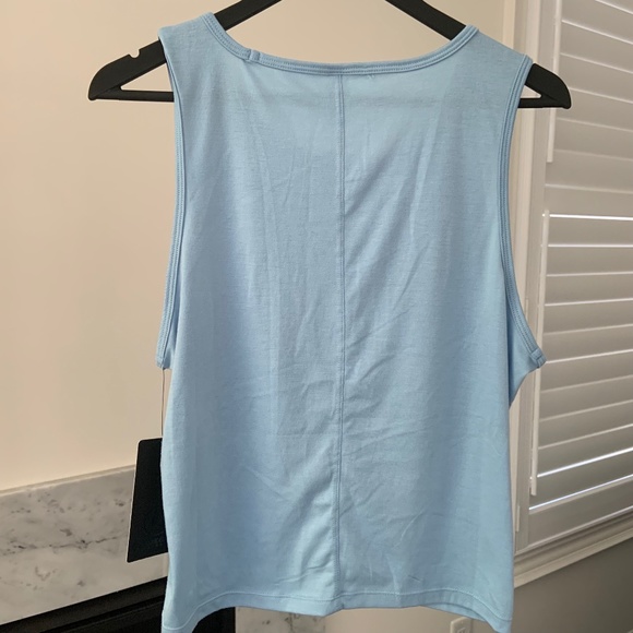 Light Blue Front Twist Workout Tank Top - Picture 2 of 5